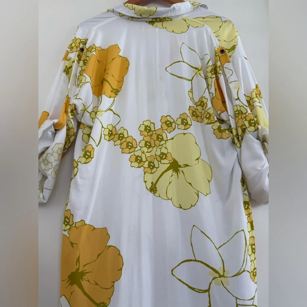 Paradise Now Hawaii XS Vintage Plumeria Button Down Maxi Dress NWOT - Picture 4 of 6